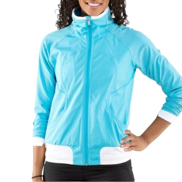 lululemon athletica Jackets & Blazers - LULULEMON Track Attack Jacket in Spray Blue Size 8